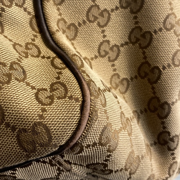 Gucci Sukey Shoulder Large Tote Bag GG Canvas Leather Dark Brown - Picture 12 of 17